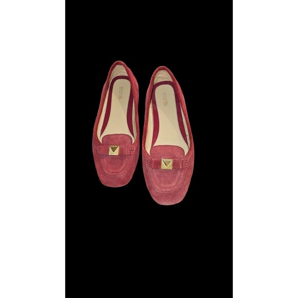 Michael Kors Shoes Women's 10M Red Leather Suede Driving Loafers Moccasins - Picture 1 of 9